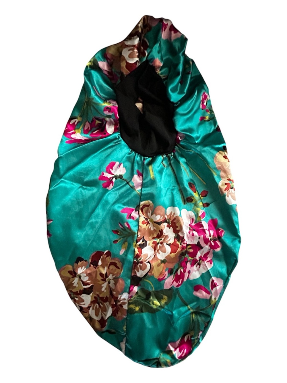 Long hair bonnet Teal Floral Satin Sleep Bonnet